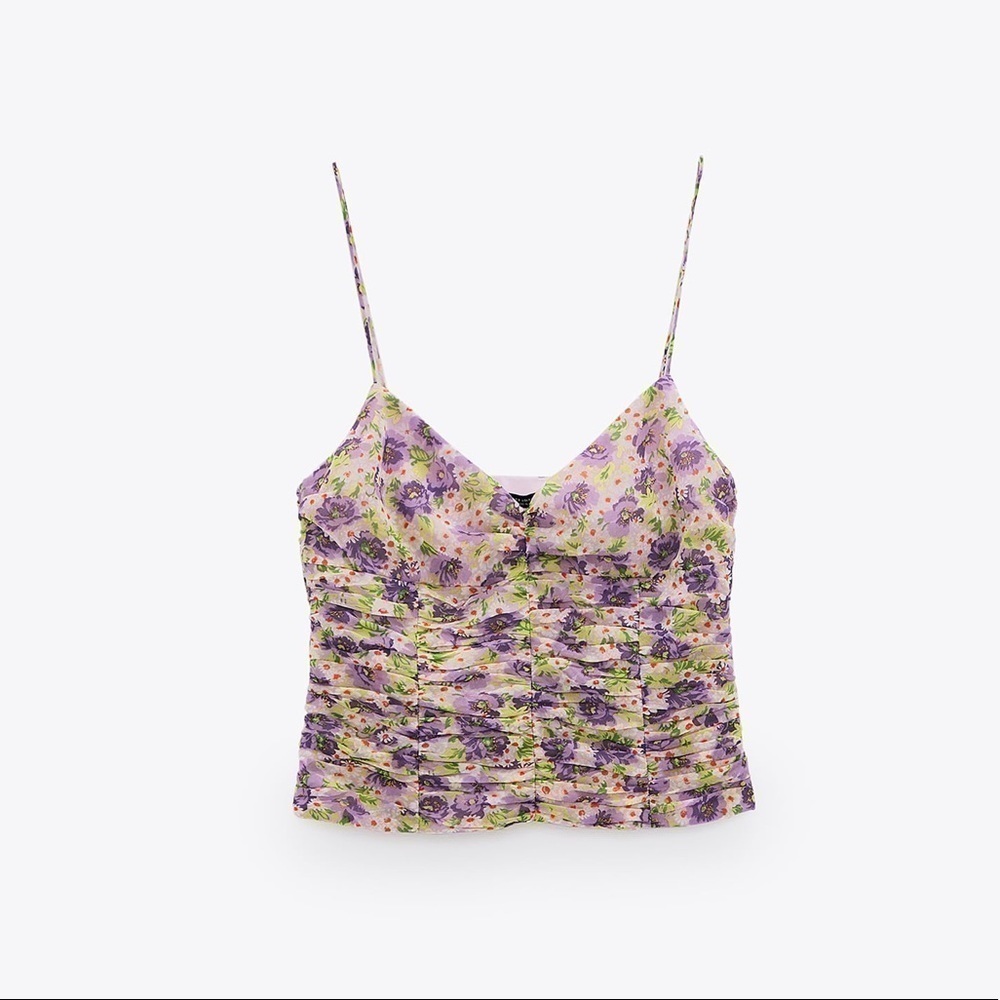 ZARA| DRAPED FLORAL PRINT TOP